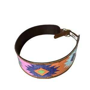 3D Belt Co. Women's Size XL Wide Southwestern Woven Fabric Statement Belt